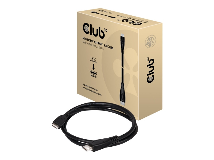 Club 3D Mini HDMI 2.0 til HDMI 2.0 1m 4K60Hz in de groep HOME ELECTRONICS / Kabels & Adapters / HDMI / Kabels bij TP E-commerce Nordic AB (C67881)