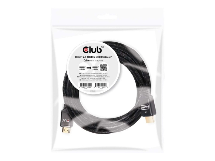 Club 3D HDMI 2.0 RedMere 4K60Hz UHD 15m in de groep HOME ELECTRONICS / Kabels & Adapters / HDMI / Kabels bij TP E-commerce Nordic AB (C67885)