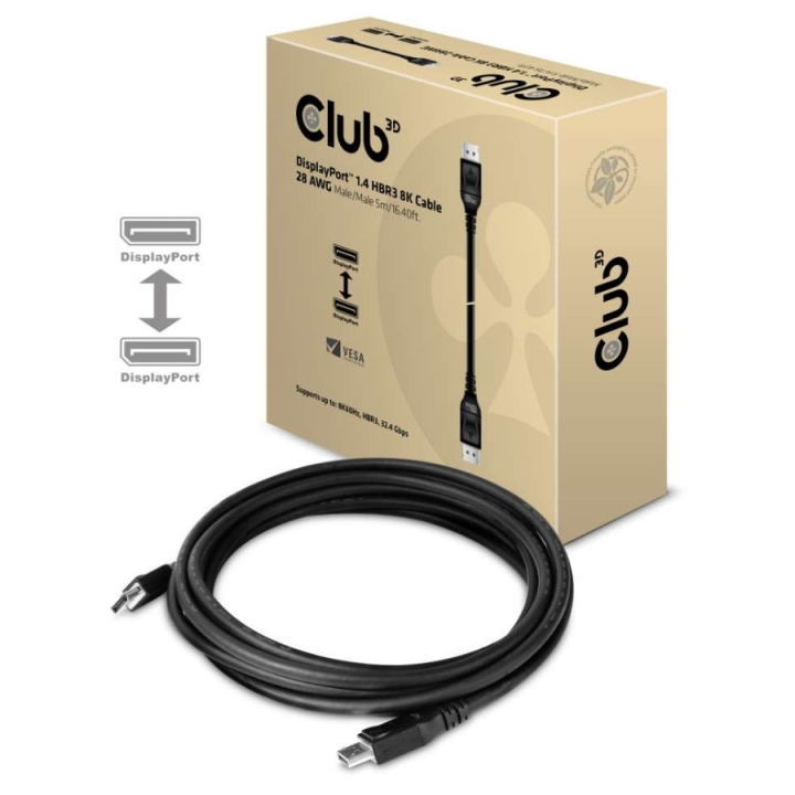 Club 3D 20-polig DisplayPort-hane hasp -> 20-polig DisplayPort-hane hasp 5 m in de groep COMPUTERS & RANDAPPARATUUR / Computerkabels / DisplayPort / Kabels bij TP E-commerce Nordic AB (C67892)