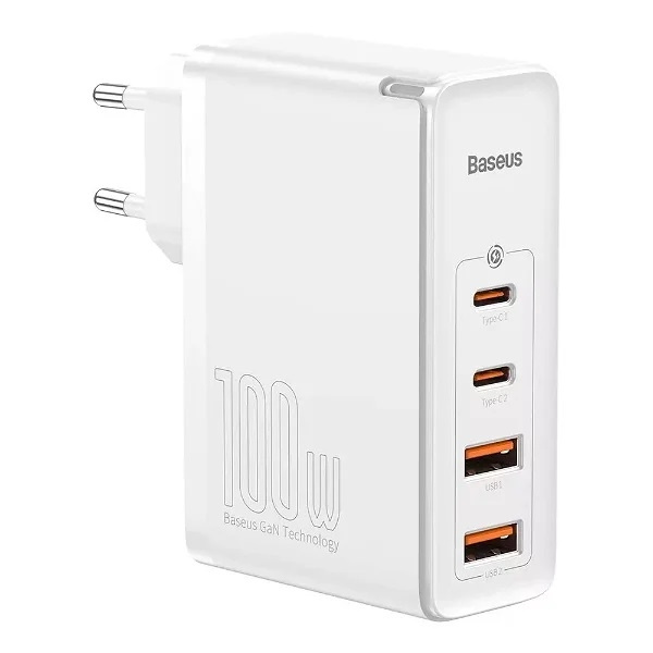 Baseus GaN2 Pro- Fast Charger 2xUSB + 2xUSB-C 100W (White) in de groep SMARTPHONE & TABLETS / Opladers & Kabels / Wandoplader / Wandoplader Type C bij TP E-commerce Nordic AB (C67910)