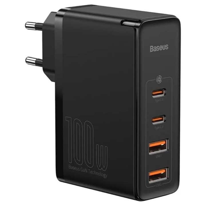 Baseus GaN2 Pro- Fast Charger 2xUSB + 2xUSB-C 100W (black) in de groep SMARTPHONE & TABLETS / Opladers & Kabels / Wandoplader / Wandoplader Type C bij TP E-commerce Nordic AB (C67970)