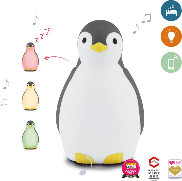 Zazu Pam slaapritme muziek nachtlampje, pinguïn, grijs in de groep SPEELGOED, KINDER- & BABYPRODUCTEN / Kinderkamer / Babylampen / Nachtlampen bij TP E-commerce Nordic AB (C68003)