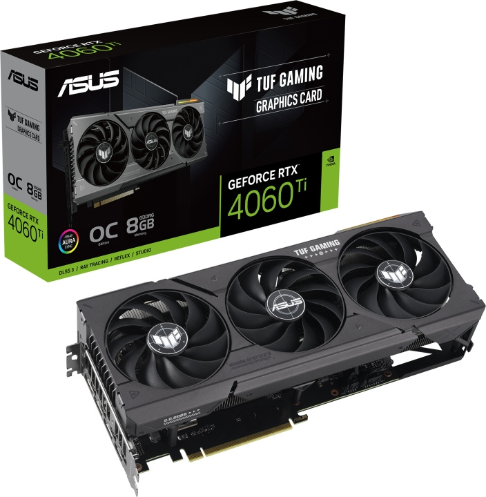 ASUS GeForce TUF-RTX4060TI-O8G-GAMING videokaart in de groep COMPUTERS & RANDAPPARATUUR / Computeronderdelen / Grafische kaart bij TP E-commerce Nordic AB (C68474)