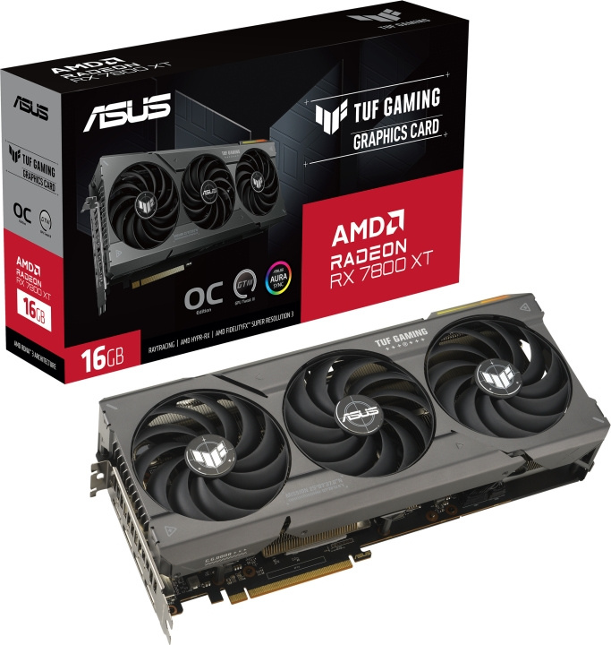 ASUS AMD Radeon TUF-RX7800XT-O16G-GAMING videokaart in de groep COMPUTERS & RANDAPPARATUUR / Computeronderdelen / Grafische kaart bij TP E-commerce Nordic AB (C68516)