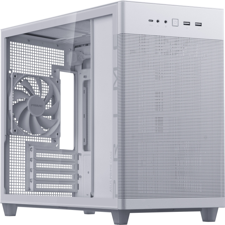 ASUS Prime AP201 TG Micro-ATX-kast met venster, wit in de groep COMPUTERS & RANDAPPARATUUR / Computeronderdelen / Chassis bij TP E-commerce Nordic AB (C68608)