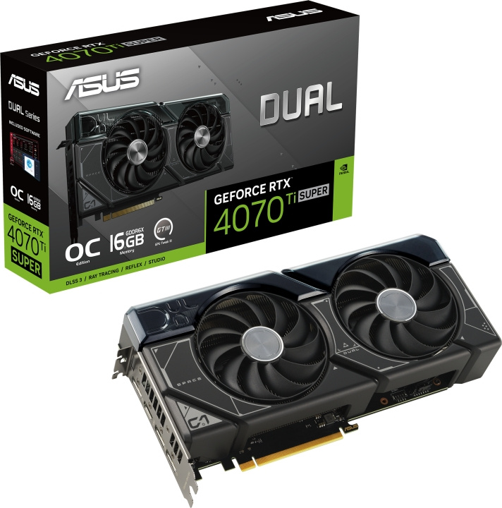 ASUS GeForce DUAL-RTX4070TIS-O16G videokaart in de groep COMPUTERS & RANDAPPARATUUR / Computeronderdelen / Grafische kaart bij TP E-commerce Nordic AB (C68638)