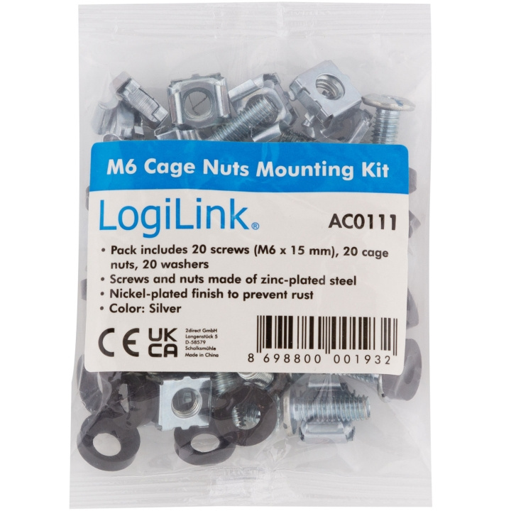 LogiLink Monteringssats M6 för rack/väggskåp 20-pack in de groep COMPUTERS & RANDAPPARATUUR / Computeraccessoires / Overige bij TP E-commerce Nordic AB (C68800)