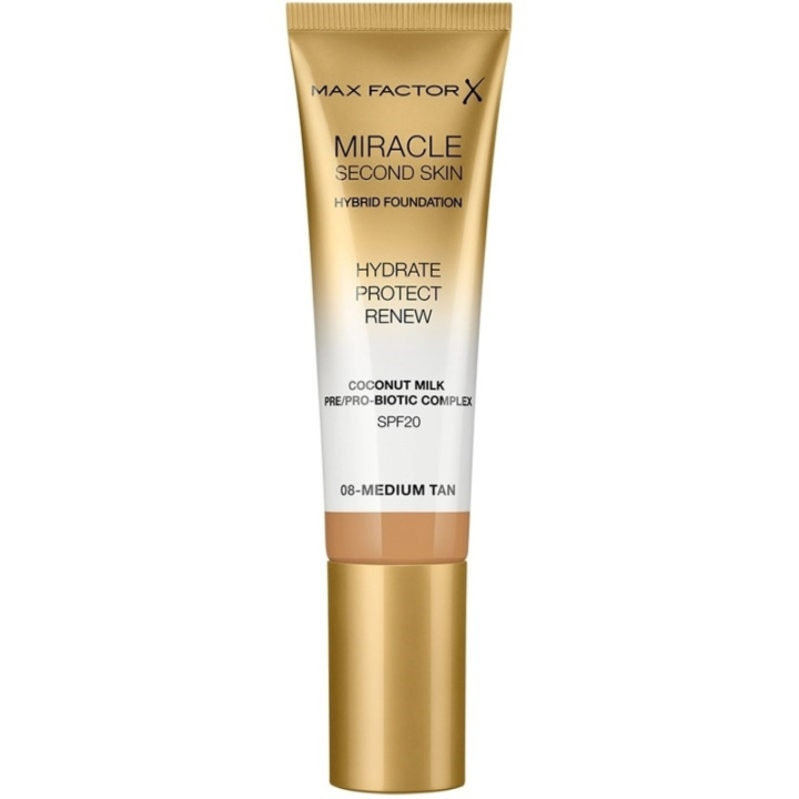 Max Factor Miracle Second Skin Foundation 08 Medium Tan in de groep BEAUTY & HEALTH / Makeup / Make-up gezicht / Foundation bij TP E-commerce Nordic AB (C69312)