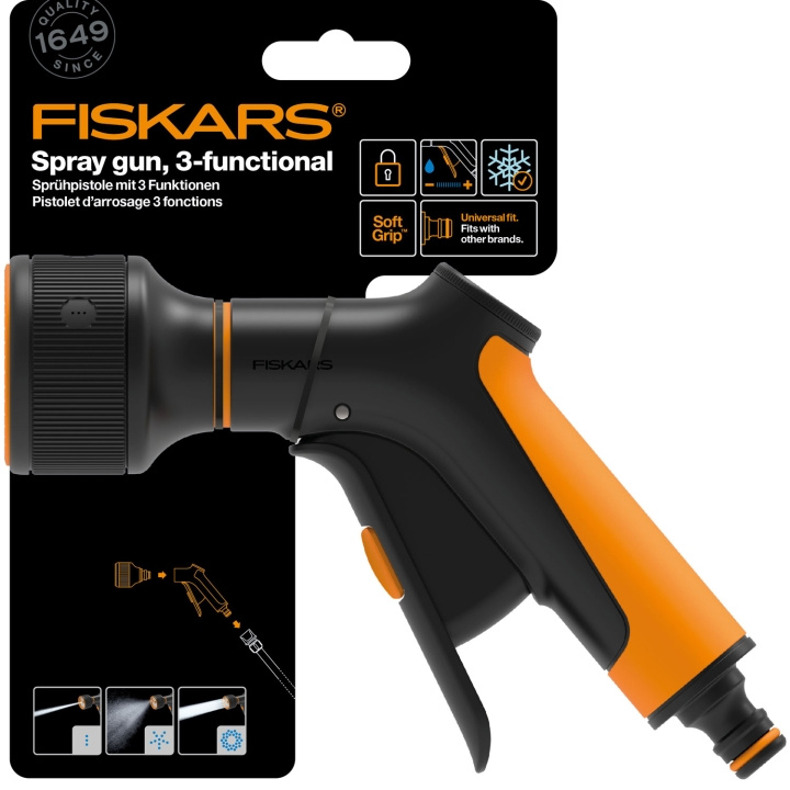 Fiskars Sprinklerpistol 3-funktion. front tr in de groep HUISHOUDEN & TUIN / Tuinproducten / Tuingereedschap bij TP E-commerce Nordic AB (C69558)