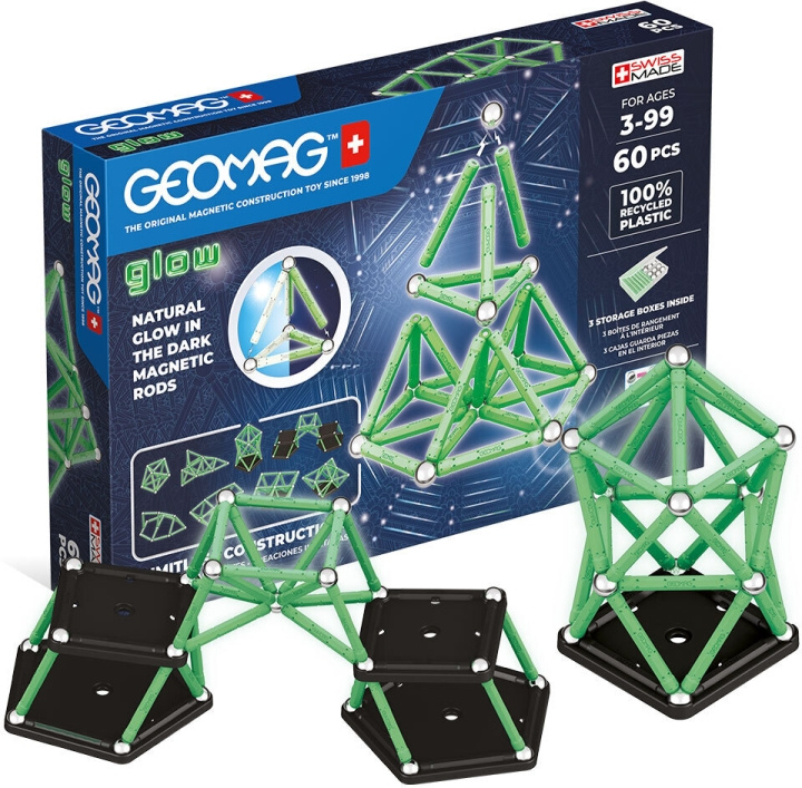 Geomag Glow Gerecycled magnetisch bouwset, 60-delig in de groep SPEELGOED, KINDER- & BABYPRODUCTEN / Speelgoed / Bouwspeelgoed / Geomag bij TP E-commerce Nordic AB (C69958)