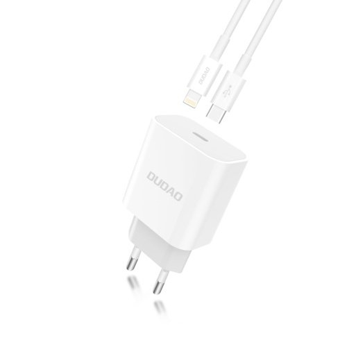 Dudao A8SEU-1M Adapter 20Watt 1xUSB-C (1m USB-C to Lightning cable included) in de groep SMARTPHONE & TABLETS / Opladers & Kabels / Wandoplader / Wandoplader Type C bij TP E-commerce Nordic AB (C70275)