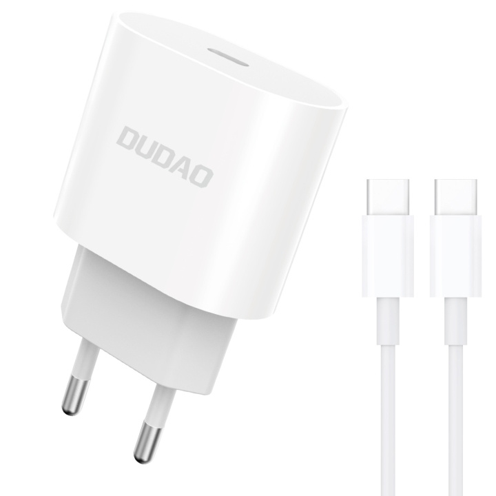 Dudao A8SEU-1M Adapter 20Watt 1xUSB-C (1m USB-C to USB-C cable included) in de groep SMARTPHONE & TABLETS / Opladers & Kabels / Wandoplader / Wandoplader Type C bij TP E-commerce Nordic AB (C70303)