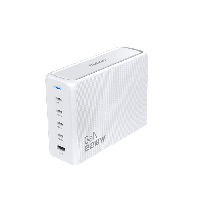 Dudao A228EU 228Watt Adapter GaN 4xUSB-C + 1xUSB-A White in de groep SMARTPHONE & TABLETS / Opladers & Kabels / Wandoplader / Wandoplader Type C bij TP E-commerce Nordic AB (C70304)