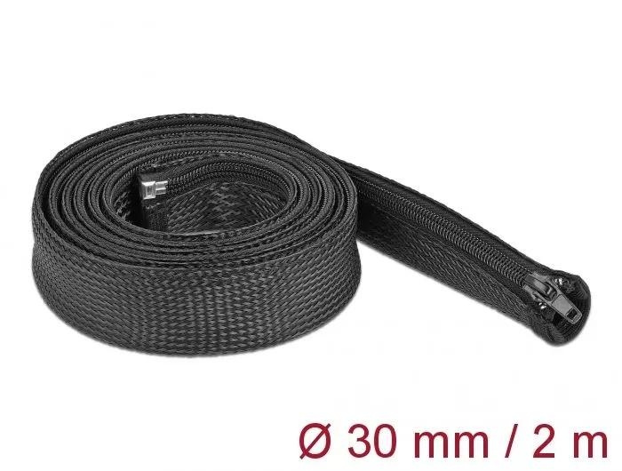 DeLOCK Braided Sleeve with zip fastener heat-resistant 2 m x 30 mm in de groep HOME ELECTRONICS / Kabels & Adapters / Kabelbeheer bij TP E-commerce Nordic AB (C70496)