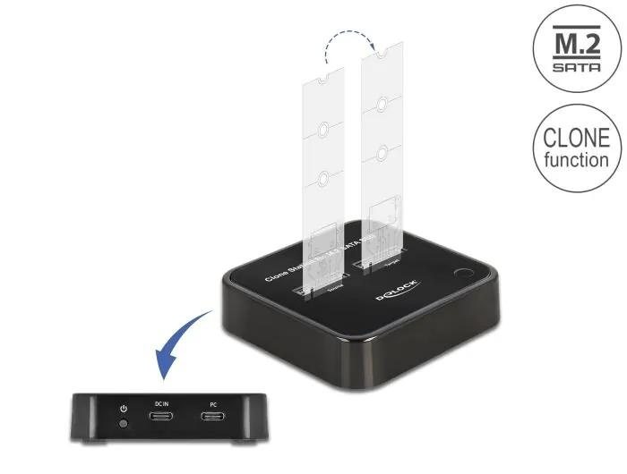 DeLOCK M.2 Docking Station for 2 x M.2 SATA SSD with Clone function in de groep COMPUTERS & RANDAPPARATUUR / Laptops & accessoires / Docking station bij TP E-commerce Nordic AB (C70503)