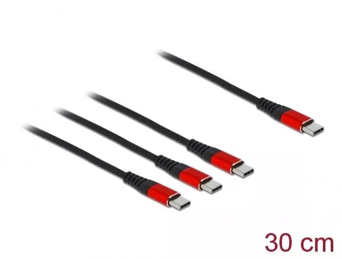 DeLOCK USB Charging Cable 3 in 1 USB Type-C to 3 x USB Type-C 30 cm in de groep SMARTPHONE & TABLETS / Opladers & Kabels / Kabels / Kabels Type C bij TP E-commerce Nordic AB (C70513)