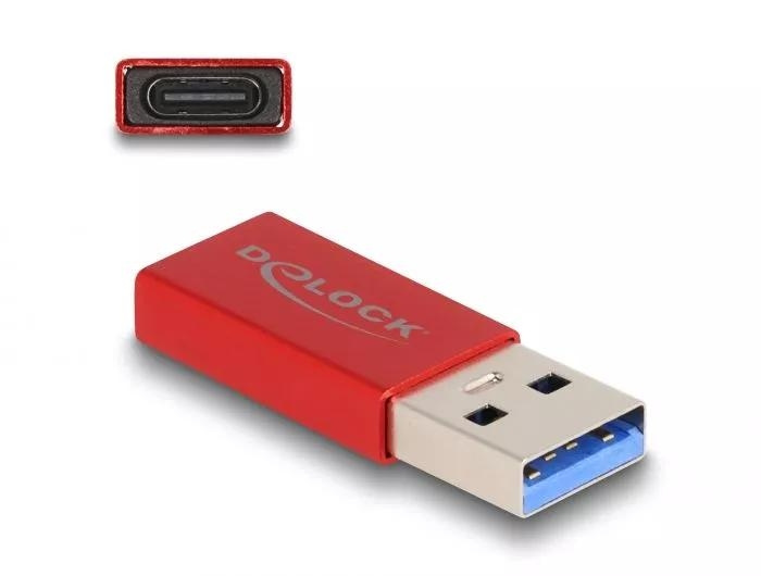 DeLOCK USB 10 Gbps USB Type-A male to USB Type-C active female red in de groep COMPUTERS & RANDAPPARATUUR / Computerkabels / USB / USB-A / Adapters bij TP E-commerce Nordic AB (C70520)