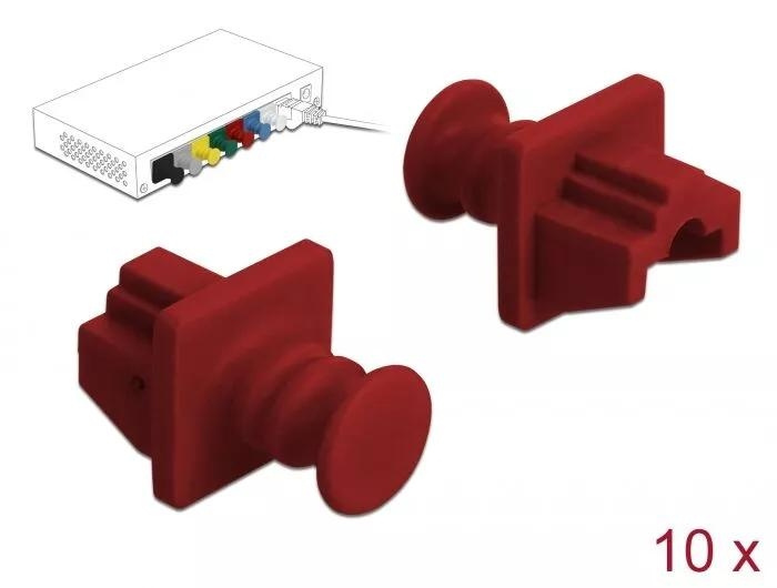 DeLOCK Dust Cover for RJ45 jack 10 pieces red in de groep COMPUTERS & RANDAPPARATUUR / Computerkabels / Netwerkkabels / Adapters & Geleiderverbindingen bij TP E-commerce Nordic AB (C70525)