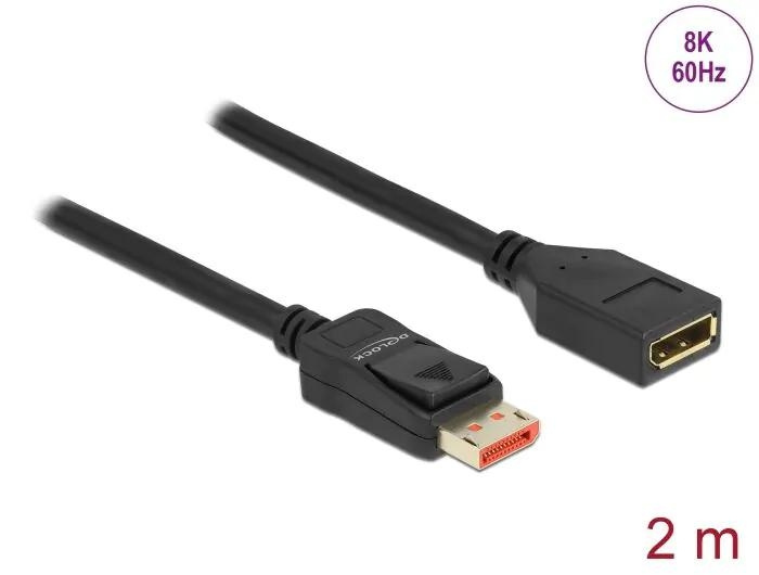 DeLOCK DisplayPort extension cable 8K 60 Hz 2 m in de groep COMPUTERS & RANDAPPARATUUR / Computerkabels / DisplayPort / Kabels bij TP E-commerce Nordic AB (C70533)