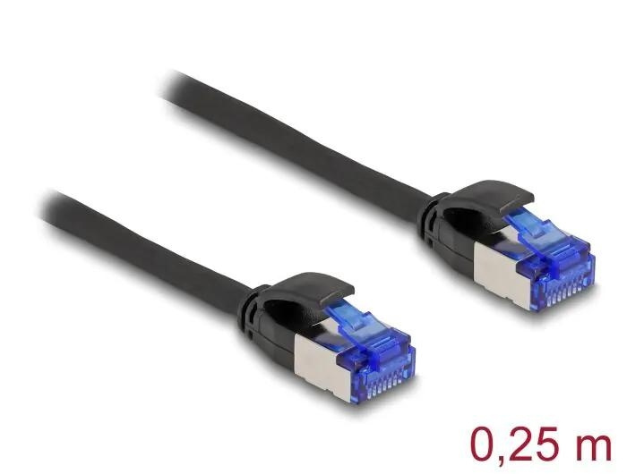 DeLOCK RJ45 Network Cable Cat.6A S/FTP Slim 0.25 m black in de groep COMPUTERS & RANDAPPARATUUR / Computerkabels / Netwerkkabels / Cat6 bij TP E-commerce Nordic AB (C70534)