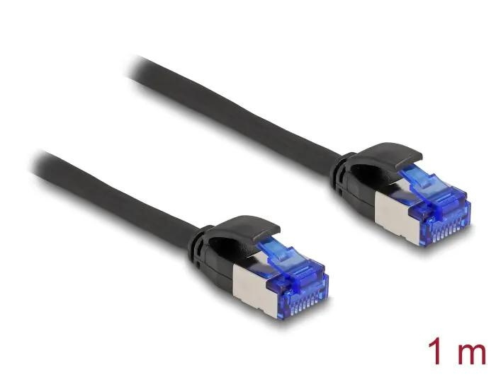 DeLOCK RJ45 Network Cable Cat.6A S/FTP Slim 1 m black in de groep COMPUTERS & RANDAPPARATUUR / Computerkabels / Netwerkkabels / Cat6 bij TP E-commerce Nordic AB (C70536)