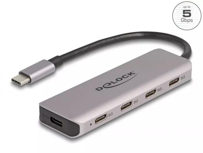 DeLOCK USB 5 Gbps 4 Port USB Type-C™ Hub with USB Type-C™ connector in de groep COMPUTERS & RANDAPPARATUUR / Computeraccessoires / USB-hubs bij TP E-commerce Nordic AB (C70541)