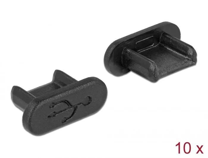 DeLOCK Dust Cover for USB 2.0 Micro-B female grip 10 pieces black in de groep COMPUTERS & RANDAPPARATUUR / Computerkabels / USB / Micro-USB / Adapters bij TP E-commerce Nordic AB (C70543)