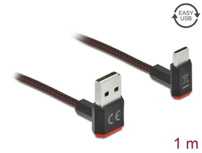 DeLOCK EASY-USB 2.0 Type-A male to USB Type-C™ male up / down 1 m in de groep COMPUTERS & RANDAPPARATUUR / Computerkabels / USB / USB-A / Kabels bij TP E-commerce Nordic AB (C70554)