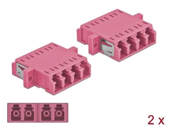 DeLOCK Optical Fiber Coupler LC Quad f to LC Quad f MM 2 pcs in de groep COMPUTERS & RANDAPPARATUUR / Computerkabels / Netwerkkabels / Adapters & Geleiderverbindingen bij TP E-commerce Nordic AB (C70560)