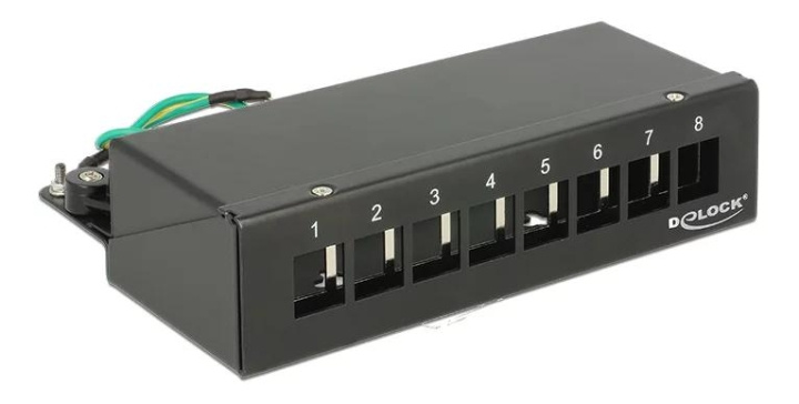 DeLOCK Patch panel, 8 ports, for keystone modules, shielded, black in de groep COMPUTERS & RANDAPPARATUUR / Computerkabels / Netwerkkabels / Adapters & Geleiderverbindingen bij TP E-commerce Nordic AB (C70580)