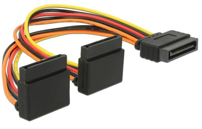 DeLOCK Cable SATA 15 pin power plug w/ latching function>2xSATA in de groep COMPUTERS & RANDAPPARATUUR / Computerkabels / Interne / SATA bij TP E-commerce Nordic AB (C70586)