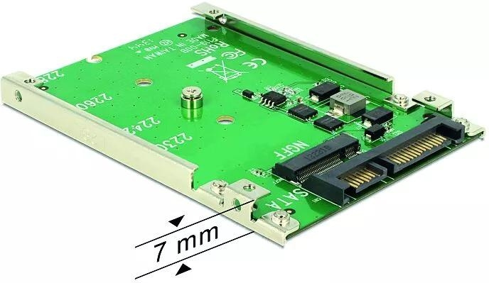 DeLOCK 2.5″ Converter SATA 22 pin > 1 x M.2 key B - 7 mm in de groep COMPUTERS & RANDAPPARATUUR / Computeronderdelen / Harde schijven / Chassisventilatoren bij TP E-commerce Nordic AB (C70600)