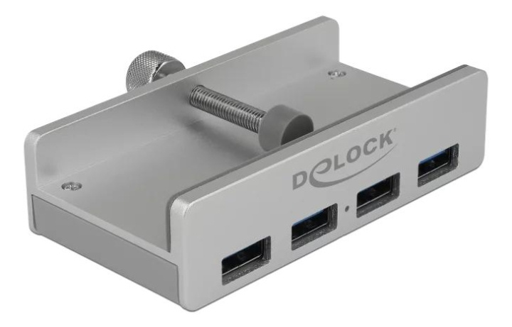 DeLOCK External USB 3.0 4 Port Hub with Locking Screw, silver in de groep COMPUTERS & RANDAPPARATUUR / Computeraccessoires / USB-hubs bij TP E-commerce Nordic AB (C70618)