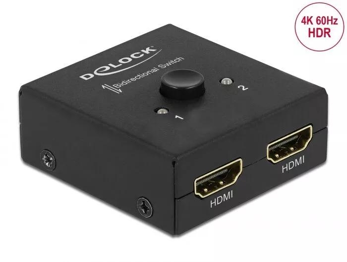 DeLOCK 64072 HDMI 2 - 1-Switch dubbelriktad 4K 60 Hz kompakt, svart in de groep HOME ELECTRONICS / Kabels & Adapters / HDMI / Adapters bij TP E-commerce Nordic AB (C70619)