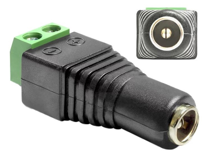 DeLOCK Adapter DC 5.5 x 2.1 mm female > Terminal Block 2 pin in de groep HUISHOUDEN & TUIN / Elektriciteit & Verlichting / Elektrische installatie / Accessoires bij TP E-commerce Nordic AB (C70627)