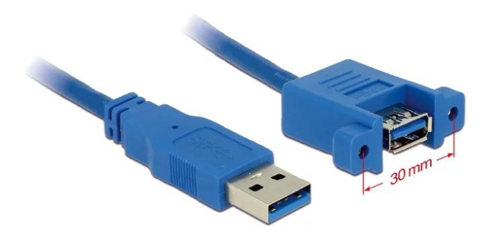 DeLOCK Cable USB 3.0 Type-A male>USB 3.0 Type-A fe panel-mount 1m in de groep COMPUTERS & RANDAPPARATUUR / Computerkabels / USB / USB-A / Kabels bij TP E-commerce Nordic AB (C70699)