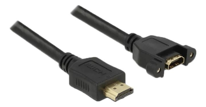 DeLOCK Cable HDMI-A ma to HDMI-A fe panel-mount, 4K at 30 Hz, 0.5 m in de groep HOME ELECTRONICS / Kabels & Adapters / HDMI / Kabels bij TP E-commerce Nordic AB (C70707)