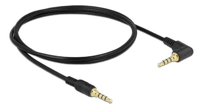 DeLOCK Stereo jack cable 3.5 mm 4 pin male > male angled 1 m black in de groep HOME ELECTRONICS / Kabels & Adapters / Audio Analoog / 3.5 mm bij TP E-commerce Nordic AB (C70711)