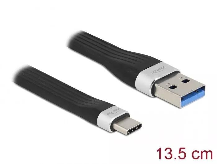 DeLOCK USB 3.2 Gen1 FPC Flat Ribbon Cable USB A>USB C 13.5cm PD 3A in de groep COMPUTERS & RANDAPPARATUUR / Computerkabels / USB / USB-C bij TP E-commerce Nordic AB (C70713)