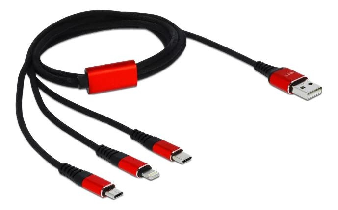 DeLOCK USB Charging Cable 3in1 Lightning/MicroUSB/USB TypeC 1m in de groep SMARTPHONE & TABLETS / Opladers & Kabels / Kabels / Kabels Lightning bij TP E-commerce Nordic AB (C70727)