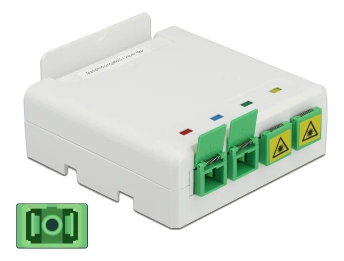 DeLOCK Optical Fiber Connection Box DIN Rail 4xSC Simplex LC Duplex in de groep COMPUTERS & RANDAPPARATUUR / Computerkabels / Netwerkkabels / Adapters & Geleiderverbindingen bij TP E-commerce Nordic AB (C70728)