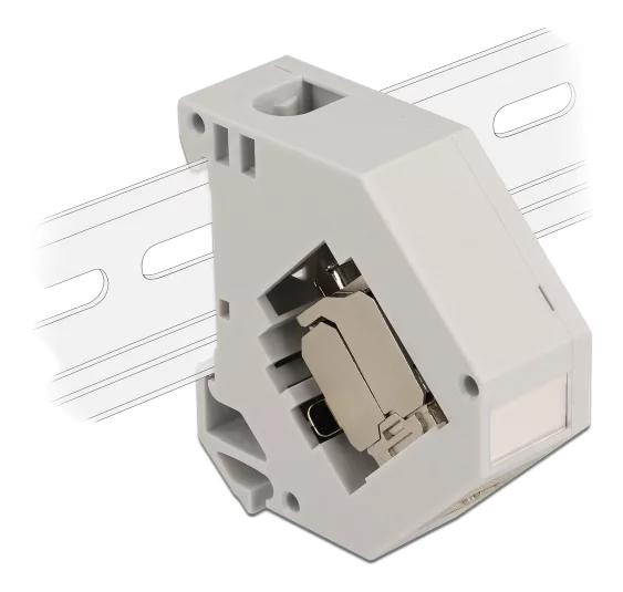 DeLOCK DIN rail Adapter with Keystone Module RJ45 jack Cat.6A LSA in de groep COMPUTERS & RANDAPPARATUUR / Computerkabels / Netwerkkabels / Adapters & Geleiderverbindingen bij TP E-commerce Nordic AB (C70732)