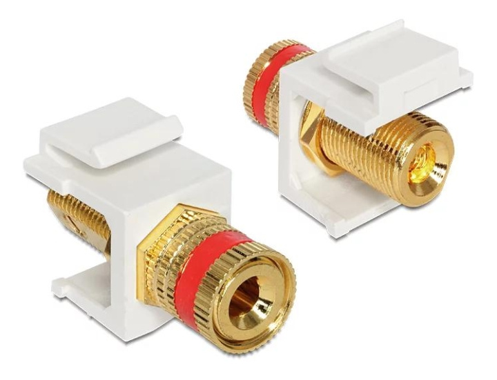 DeLOCK Keystone module, binding post (red) - thread nut, white in de groep COMPUTERS & RANDAPPARATUUR / Computerkabels / Netwerkkabels / Adapters & Geleiderverbindingen bij TP E-commerce Nordic AB (C70744)