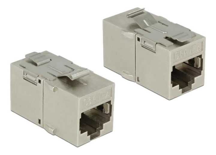 DeLOCK Keystone Module RJ45 jack > RJ45 jack Cat.6A metal in de groep COMPUTERS & RANDAPPARATUUR / Computerkabels / Netwerkkabels / Adapters & Geleiderverbindingen bij TP E-commerce Nordic AB (C70759)