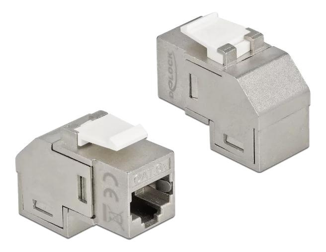 DeLOCK Keystone Module RJ45 jack to RJ45 jack Cat.6A 90° angled in de groep COMPUTERS & RANDAPPARATUUR / Computerkabels / Netwerkkabels / Adapters & Geleiderverbindingen bij TP E-commerce Nordic AB (C70776)