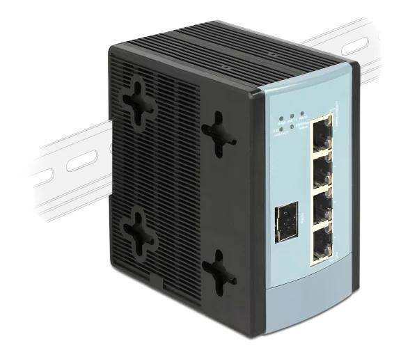 DeLOCK Gigabit Ethernet Switch 4 Port + 1 SFP DIN-rail mounting in de groep COMPUTERS & RANDAPPARATUUR / Netwerk / Schakelaars / 10/100/1000Mbps bij TP E-commerce Nordic AB (C70779)