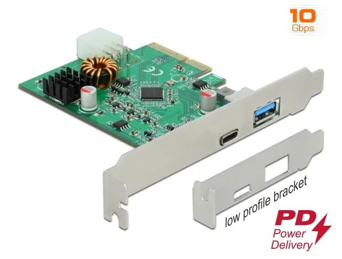 DeLOCK PCI Express x4 Card>1xext USB TypeC PD + 1xext USB TypeA in de groep COMPUTERS & RANDAPPARATUUR / Netwerk / Netwerkkaarten / PCI Express bij TP E-commerce Nordic AB (C70787)