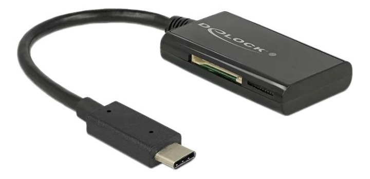 DeLOCK USB 3.1 Gen 1 Card Reader, USB-C male, 4 Slots, black in de groep HOME ELECTRONICS / Opslagmedia / Geheugenkaartlezer bij TP E-commerce Nordic AB (C70793)