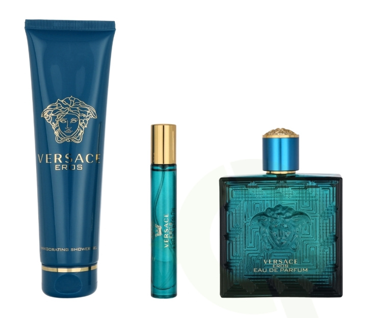 Versace Eros Pour Homme Giftset 260 ml Edp Spray 100ml/Shower Gel 150ml/Edp Spray 10ml in de groep BEAUTY & HEALTH / Cadeausets / Cadeausets voor hem bij TP E-commerce Nordic AB (C70945)