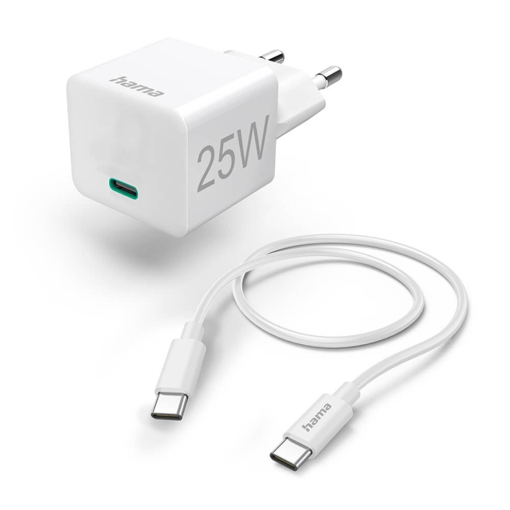 Hama Laddare USB-C med USB-C Kabel PD 25W 1,5m Kabel Vit in de groep SMARTPHONE & TABLETS / Opladers & Kabels / Wandoplader / Wandoplader Type C bij TP E-commerce Nordic AB (C71155)